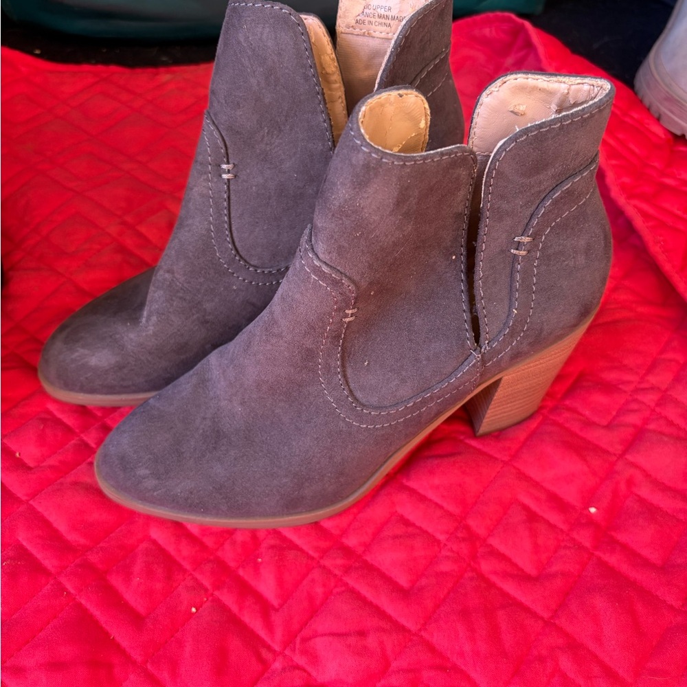 Gray Suede Ankle Boots